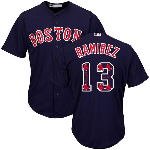 Red Sox #13 Hanley Ramirez Navy Blue Team Logo Fashion Stitched MLB Jersey